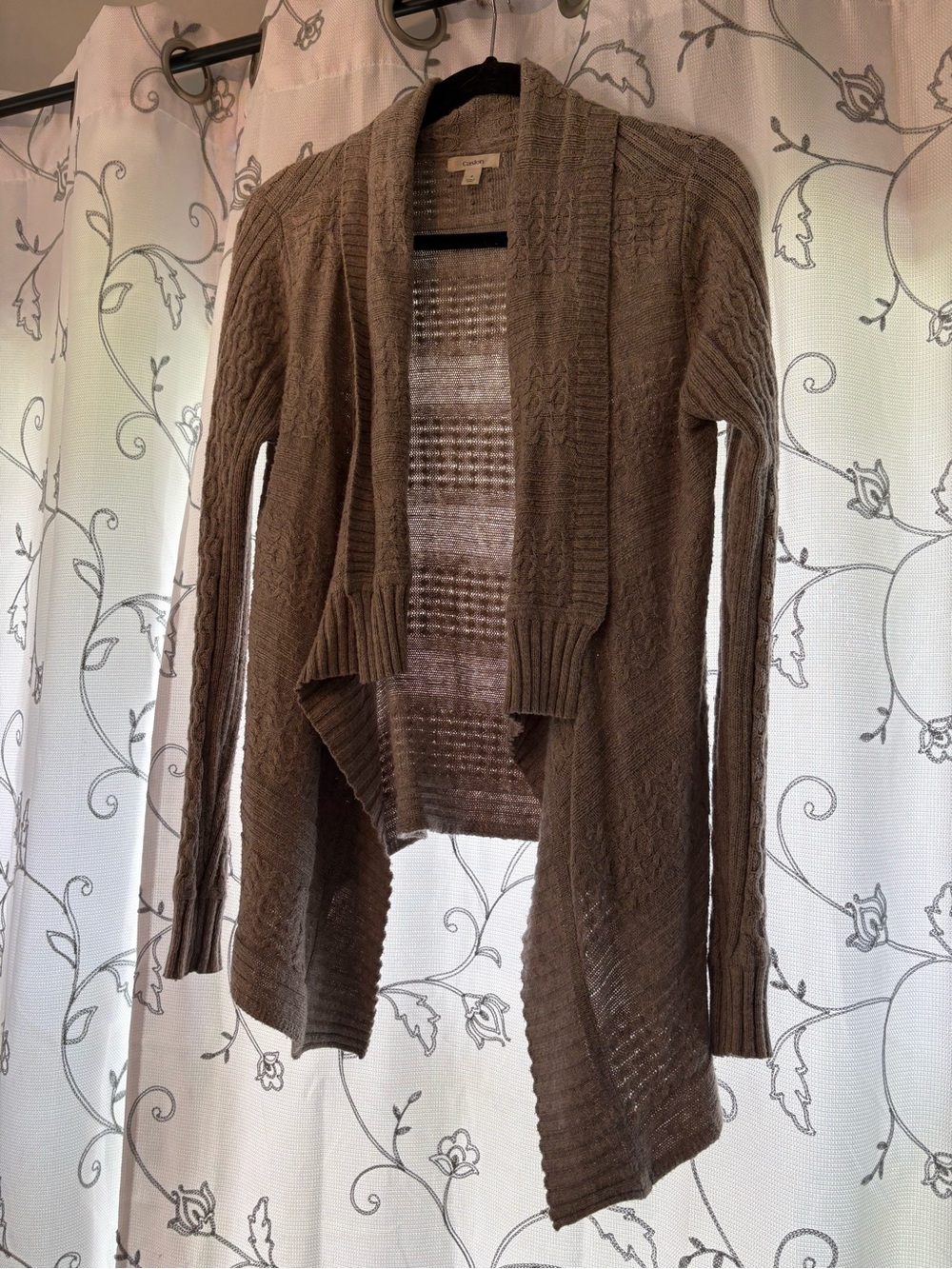 Caslon Grey Open-Front Cable Knit Cardigan